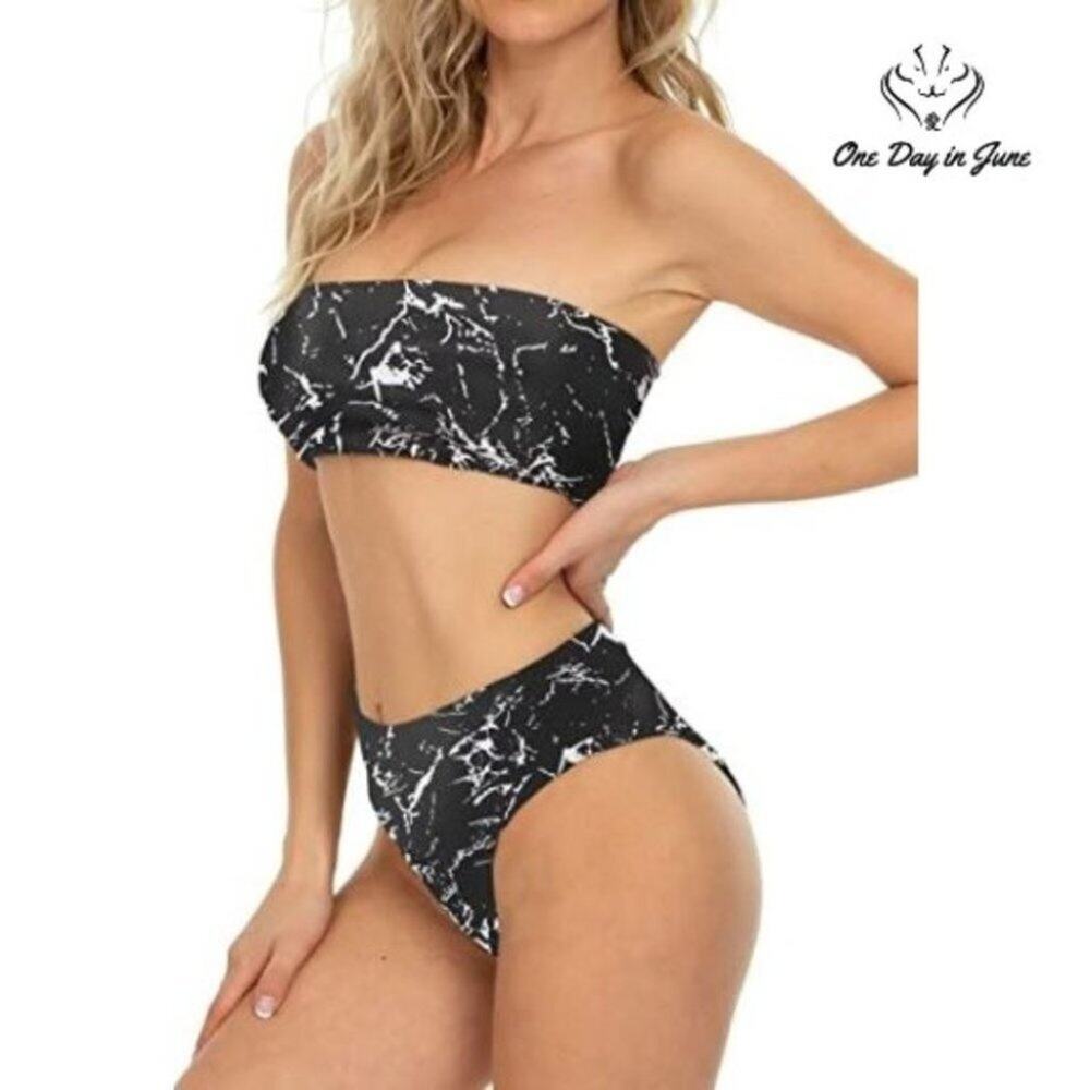 I2Crazy Marble Bandeau Bikini Swimsuit Size L